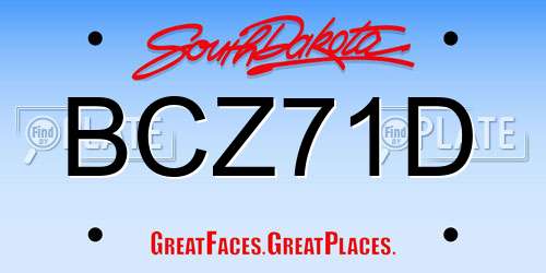 BCZ71D South Dakota License Plate