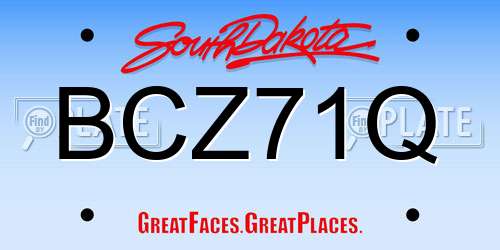 BCZ71Q South Dakota License Plate