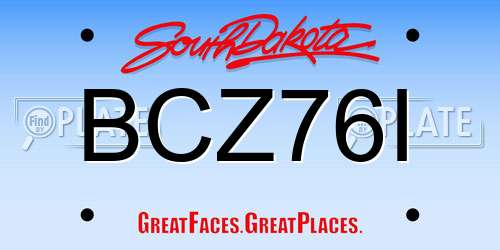 BCZ76I South Dakota License Plate