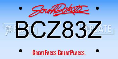 BCZ83Z South Dakota License Plate
