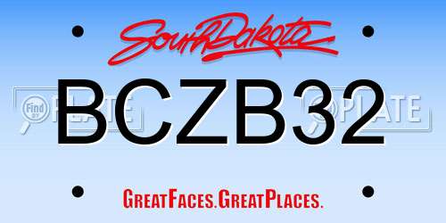 BCZB32 South Dakota License Plate