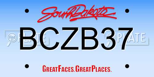 BCZB37 South Dakota License Plate