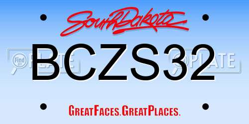 BCZS32 South Dakota License Plate