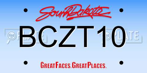 BCZT10 South Dakota License Plate