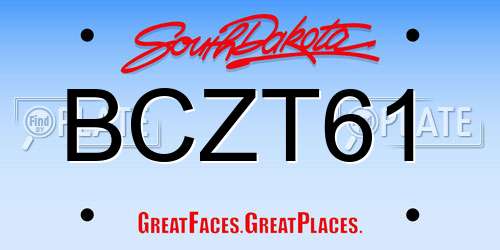 BCZT61 South Dakota License Plate
