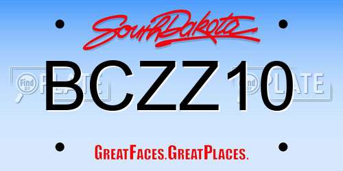 BCZZ10 South Dakota License Plate