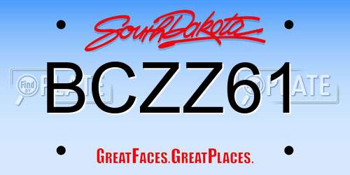 BCZZ61 South Dakota License Plate
