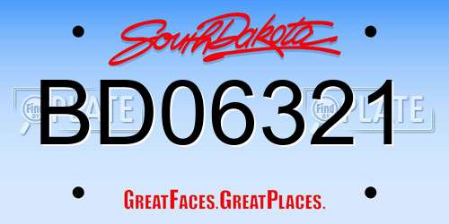 BD06321 South Dakota License Plate