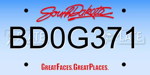 BD0G371 South Dakota License Plate