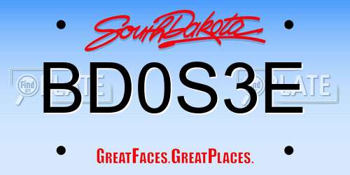 BD0S3E South Dakota License Plate