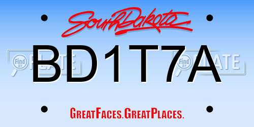 BD1T7A South Dakota License Plate