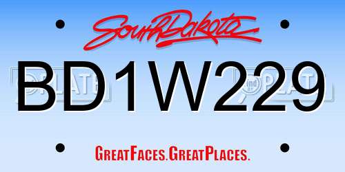 BD1W229 South Dakota License Plate