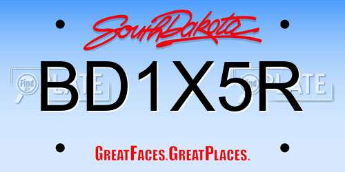 BD1X5R South Dakota License Plate