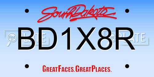 BD1X8R South Dakota License Plate
