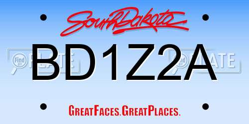 BD1Z2A South Dakota License Plate