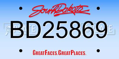BD25869 South Dakota License Plate