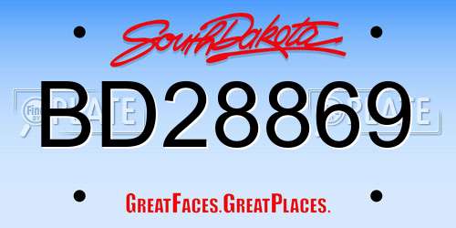 BD28869 South Dakota License Plate