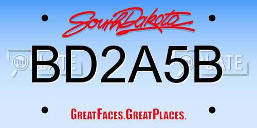 BD2A5B South Dakota License Plate