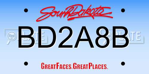 BD2A8B South Dakota License Plate
