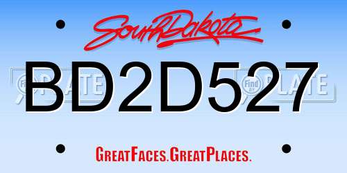 BD2D527 South Dakota License Plate