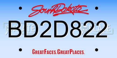 BD2D822 South Dakota License Plate