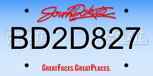 BD2D827 South Dakota License Plate