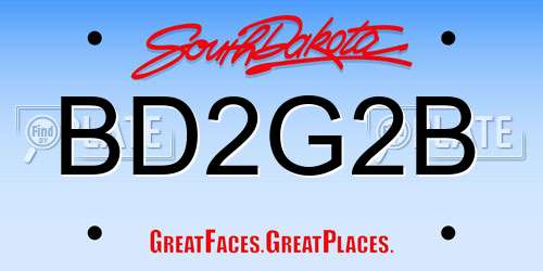 BD2G2B South Dakota License Plate