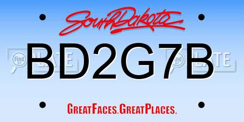 BD2G7B South Dakota License Plate