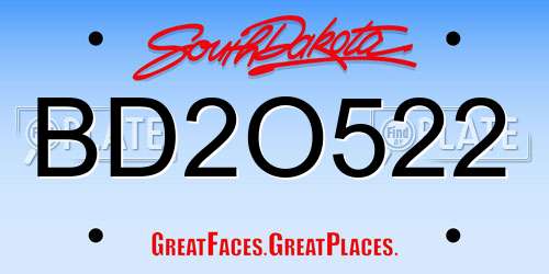 BD2O522 South Dakota License Plate
