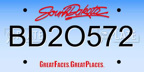BD2O572 South Dakota License Plate