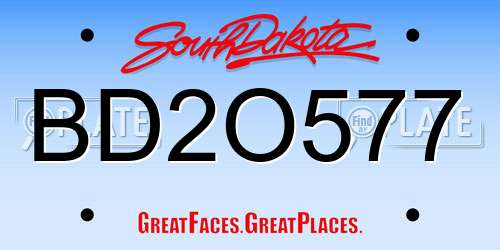 BD2O577 South Dakota License Plate