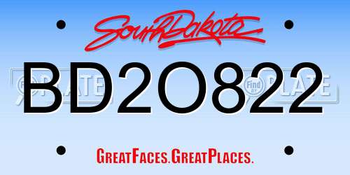 BD2O822 South Dakota License Plate