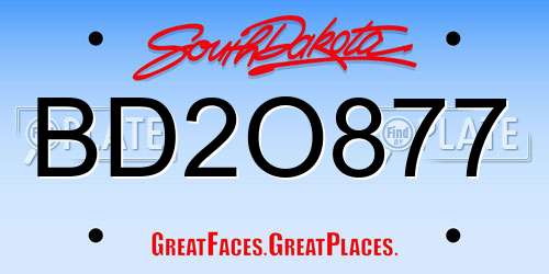 BD2O877 South Dakota License Plate