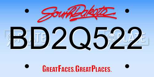 BD2Q522 South Dakota License Plate