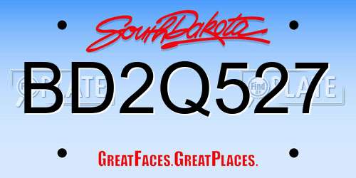 BD2Q527 South Dakota License Plate