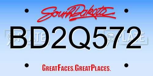 BD2Q572 South Dakota License Plate