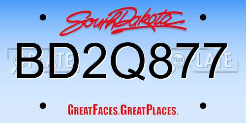BD2Q877 South Dakota License Plate