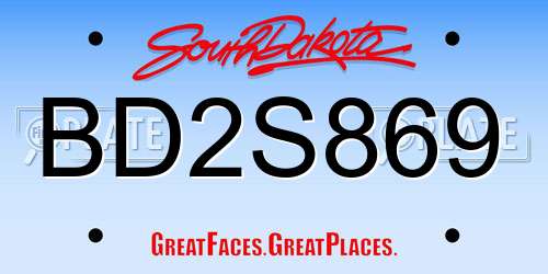BD2S869 South Dakota License Plate