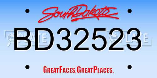 BD32523 South Dakota License Plate