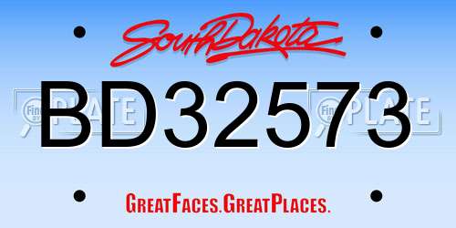 BD32573 South Dakota License Plate