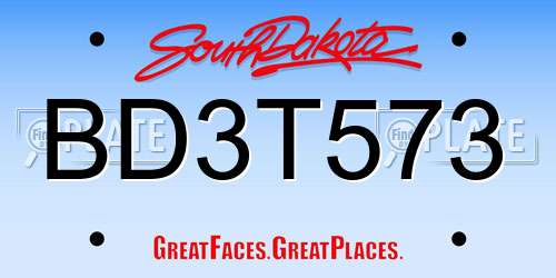 BD3T573 South Dakota License Plate