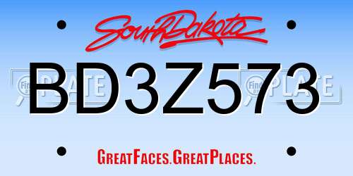 BD3Z573 South Dakota License Plate