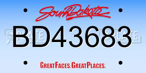 BD43683 South Dakota License Plate