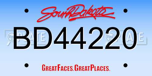 BD44220 South Dakota License Plate