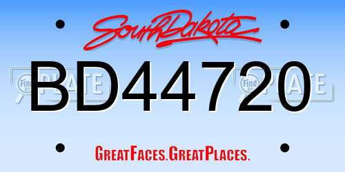 BD44720 South Dakota License Plate
