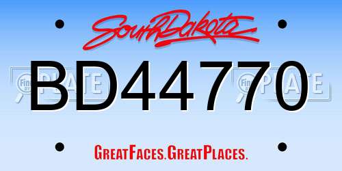 BD44770 South Dakota License Plate