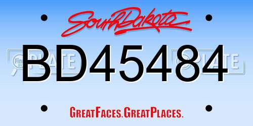 BD45484 South Dakota License Plate