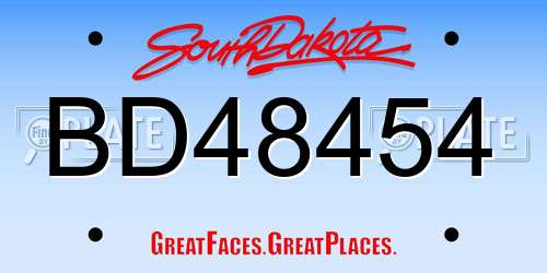 BD48454 South Dakota License Plate