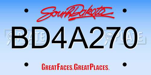BD4A270 South Dakota License Plate