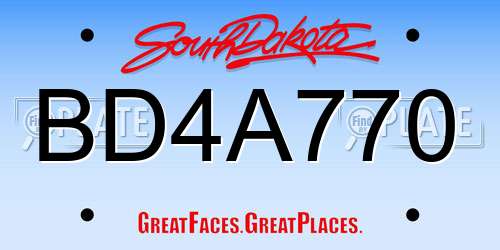 BD4A770 South Dakota License Plate